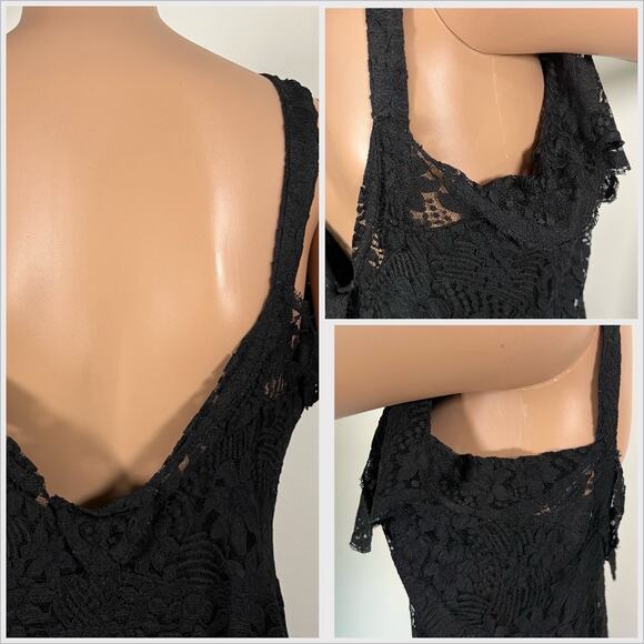 Vintage 1930s Black Lace Evening Gown FOGA Fashion Originators Guild // Size XS - Picture 7 of 10